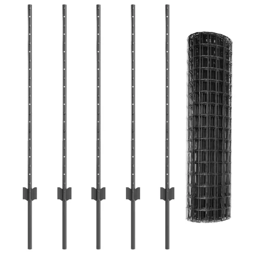 Euro ograda s postom 10 x 1 m Čelik premazan PVC-om Siva Mreža - Siva 10 x 1 m ograda (mreža 5 x 10 cm) Cijena