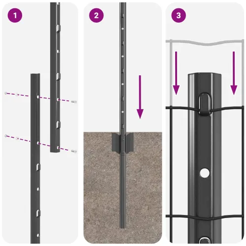 Euro ograda s postom 10 x 1 m Čelik premazan PVC-om Siva Mreža - Siva 10 x 1 m ograda (7,7 x 6,4 cm mreža) Cijena