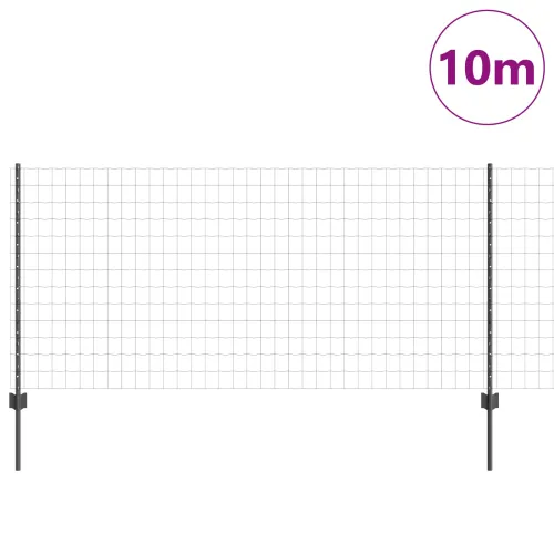 Euro ograda s postom 10 x 1 m Čelik premazan PVC-om Siva Mreža - Siva 10 x 1 m ograda (7,7 x 6,4 cm mreža) Cijena