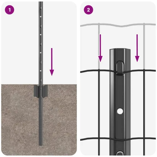 Euro ograda s postom 25 x 0,8 m Čelik premazan PVC-om Siva - Siva 25 x 0,8 m ograda (7,7 x 6,4 cm mreža) Cijena