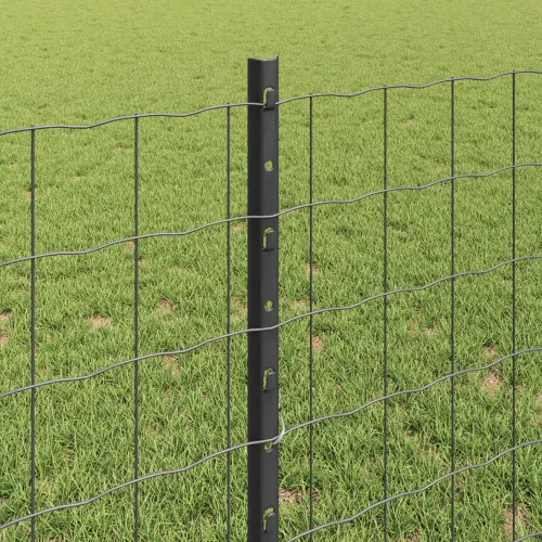 Euro ograda s postom 25 x 0,8 m Čelik premazan PVC-om Siva - Siva 25 x 0,8 m ograda (7,7 x 6,4 cm mreža) Cijena