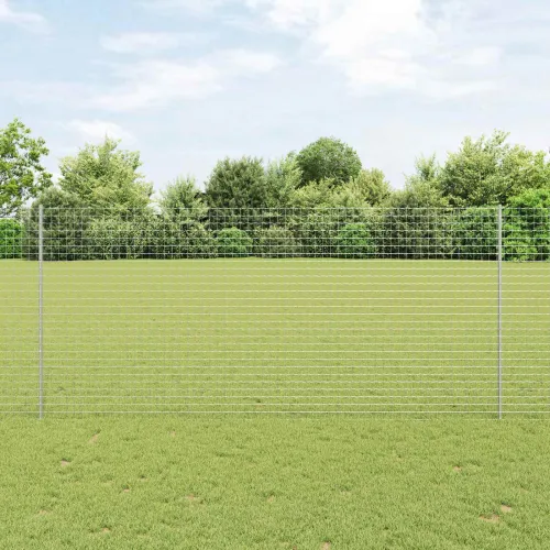 Euro ograda s postom 10 x 1,4 m Pocinčani čelik Srebrna Mreža - Pocinčani čelik 10 x 1,4 m ograda (mreža 5 x 5 cm) Cijena
