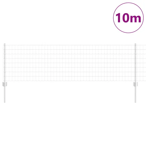 Euro ograda s postom 10 x 0,6 m Pocinčani čelik Srebrna Mreža - Pocinčani čelik 10 x 0,6 m ograda (5 x 7,5 cm mreža) Cijena