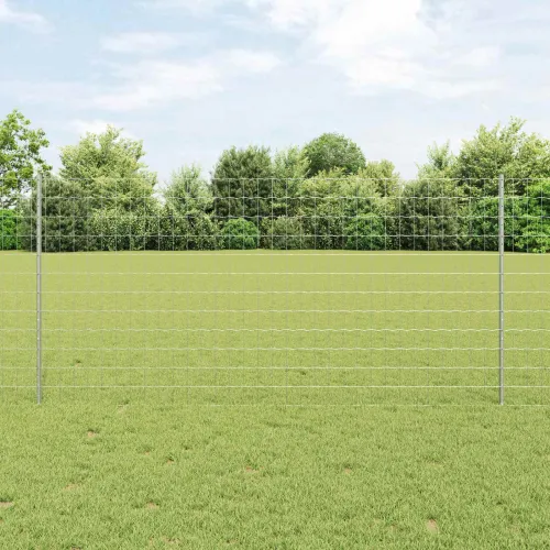 Euro ograda s postom 10 x 1,2 m Pocinčani čelik Srebrna Mreža - Pocinčani čelik 10 x 1,2 m ograda (mreža 7,5 x 10 cm) Cijena