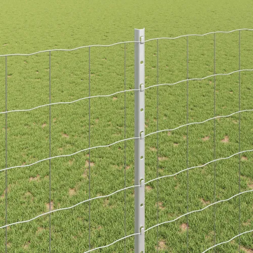 Euro ograda s postom 10 x 1,5 m Pocinčani čelik Srebrna Mreža - Pocinčani čelik 10 x 1,5 m ograda (mreža 7,5 x 10 cm) Cijena