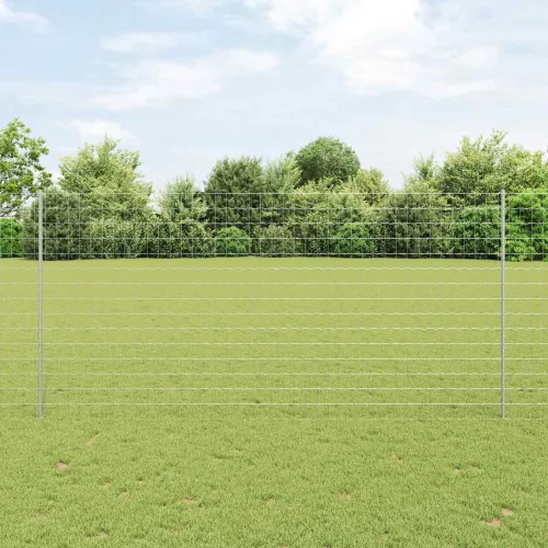 Euro ograda s postom 10 x 1,6 m Pocinčani čelik Srebrna Mreža - Pocinčani čelik 10 x 1,6 m ograda (mreža 7,5 x 10 cm) Cijena