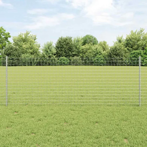 Euro ograda s postom 25 x 0,8 m Pocinčani čelik Srebrna Mreža - Pocinčani čelik 25 x 0,8 m ograda (5 x 5 cm mrežica) Cijena