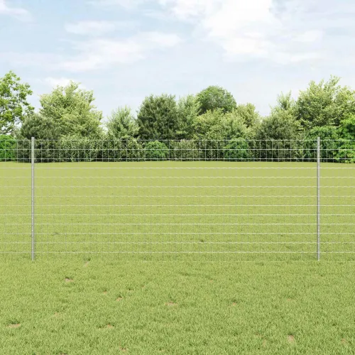 Euro ograda s postom 25 x 1 m Pocinčani čelik Srebrna Mreža - Pocinčani čelik 25 x 1 m ograda (5 x 7,5 cm mreža) Cijena
