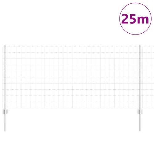 Euro ograda s postom 25 x 1 m Pocinčani čelik Srebrna Mreža - Pocinčani čelik Ograda 25 x 1 m (mrežica 7,5 x 10 cm) Cijena