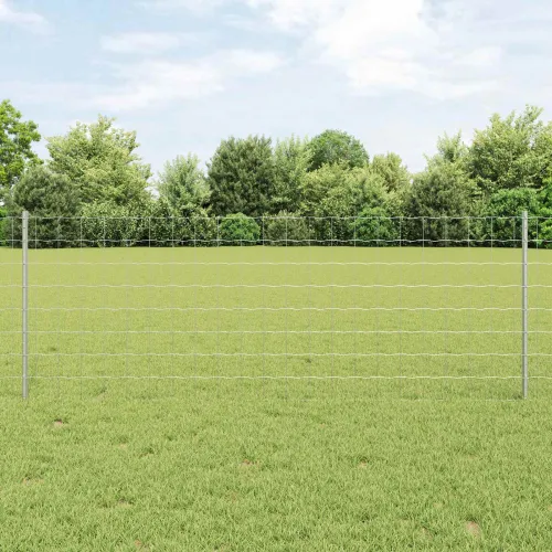 Euro ograda s postom 25 x 0,8 m Pocinčani čelik Srebrna Mreža - Pocinčani čelik ograda 25 x 0,8 m (mreža 10 x 10 cm) Cijena