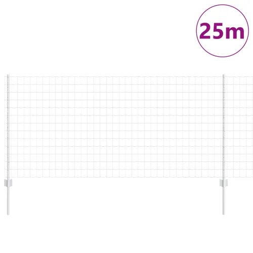 Euro ograda s postom 25 x 1 m Pocinčani čelik Srebrna Mreža - Pocinčani čelik Ograda 25 x 1 m (mreža 7,7 x 6,4 cm) Cijena