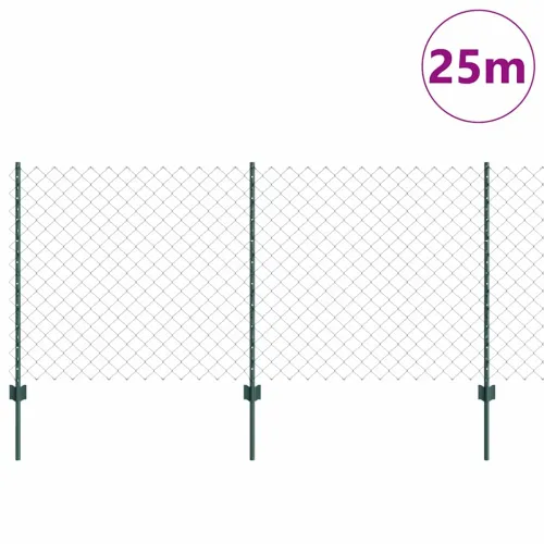 Ograda od lančanih veza s postovima 25 x 1 m Pocinčani čelik - Zelena 25 x 1 m ograda (mreža 6 x 6 cm) Cijena