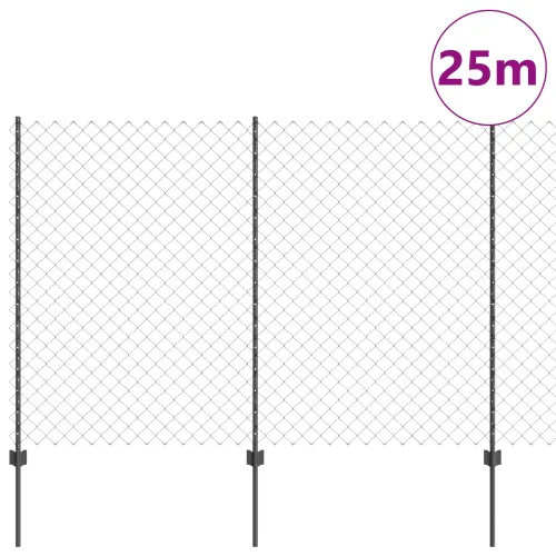 Ograda od lančanih veza s postovima 25 x 1,5 m Pocinčani čelik - Siva 25 x 1,5 m ograda (mreža 6 x 6 cm) Cijena