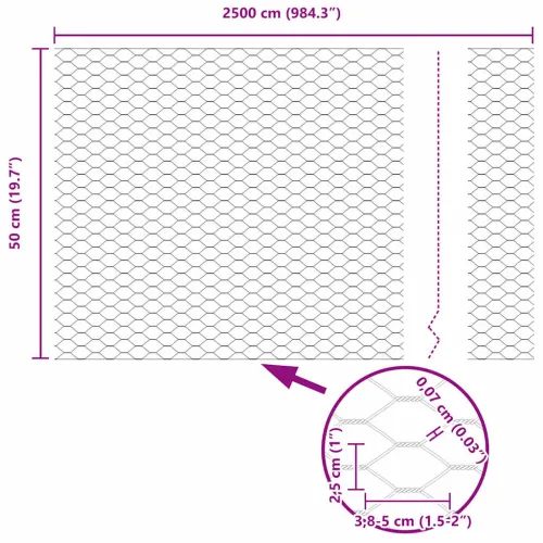 Heksagonalna ograda s stubom 25 x 0,5 m Čelik premazan PVC-om - Zelena Ograda 25 x 0,5 m (mreža širine 2,5 cm) Cijena