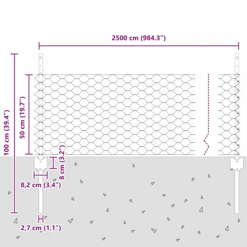 Heksagonalna ograda s stubom 25 x 0,5 m Čelik premazan PVC-om - Zelena 25 x 0,5 m ograda (mreža širine 5 cm) Cijena