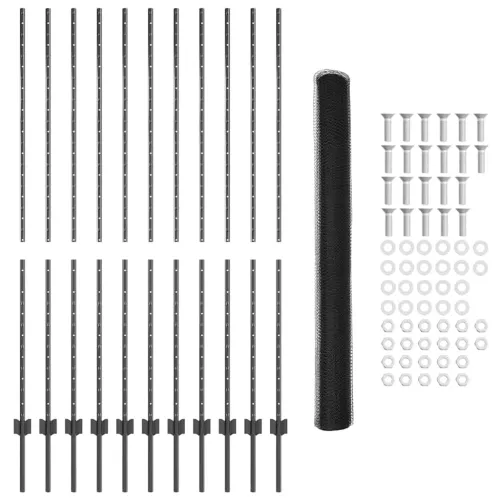 Heksagonalna ograda s stubom 25 x 1,5 m Čelik premazan PVC-om - Siva 25 x 1,5 m ograda (mreža širine 1,3 cm) Cijena