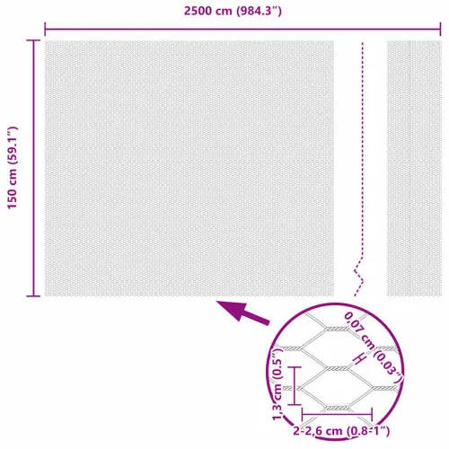 Heksagonalna ograda s stubom 25 x 1,5 m Čelik premazan PVC-om - Siva 25 x 1,5 m ograda (mreža širine 1,3 cm) Cijena