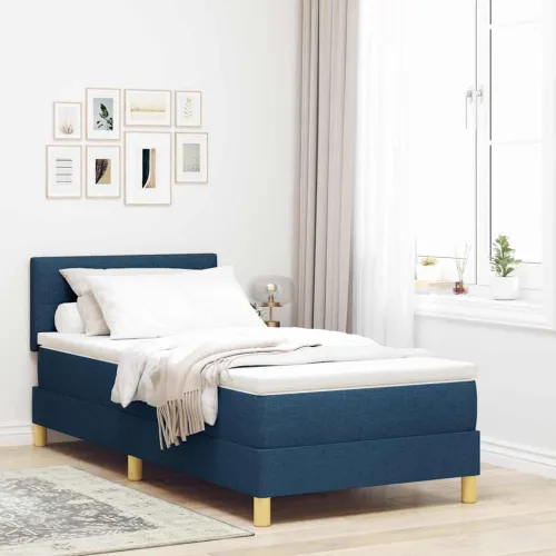 Box spring krevet s jastukom Plava 100 x 200 cm tkanina - Plava 100 x 200 cm Prošiveno gumbima Cijena