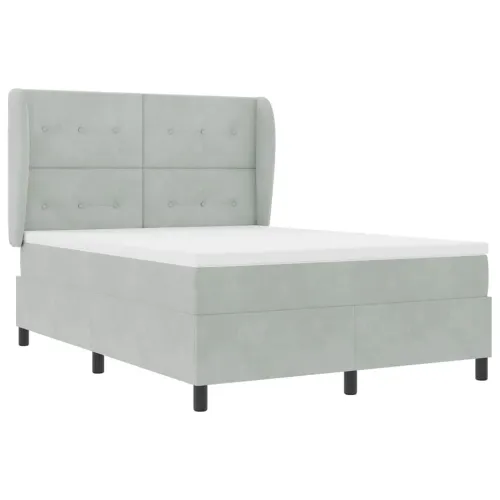 Box spring krevet Svijetlo siva 200 x 160 cm Baršun - Svjetlosiva 160 x 200 cm Prošiveno gumbima Cijena