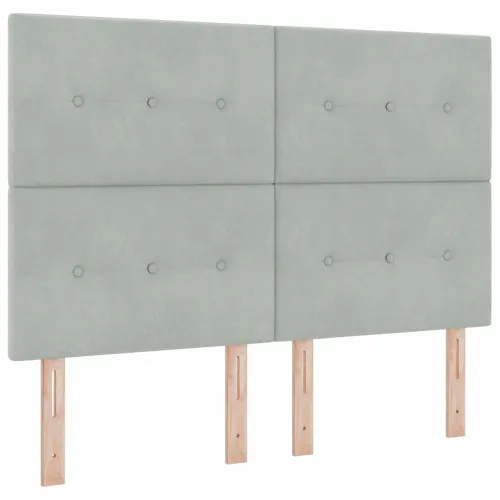 Box spring krevet Svijetlo siva 200 x 160 cm Baršun - Svjetlosiva 160 x 200 cm Prošiveno gumbima Cijena