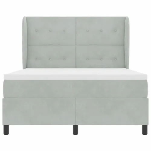 Box spring krevet Svijetlo siva 200 x 160 cm Baršun - Svjetlosiva 160 x 200 cm Prošiveno gumbima Cijena