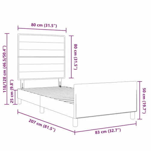 Okvir za krevet s uzglavljem Crna 80 x 200 cm tkanina - Crna 80 x 200 cm Dizajn linija Cijena