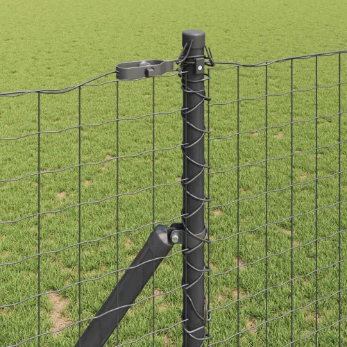 Ugrađeni stup za ogradu 7 kom. Siva Čelik obložen prahom - Siva 150 cm 7 Cijena