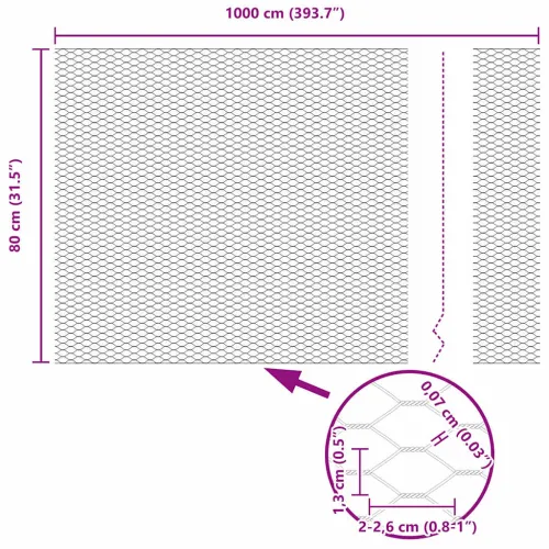 Heksagonalna ograda 0,8 x 10 m PVC Siva - 10 x 0,8 m 13 mm Siva Cijena