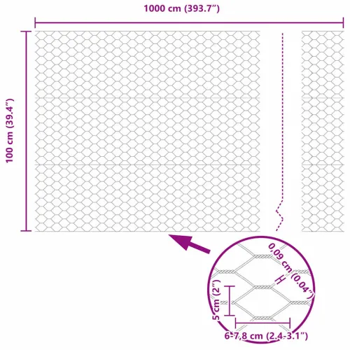 Heksagonalna ograda 1 x 10 m PVC Siva - 10 x 1 m 50 mm Siva Cijena