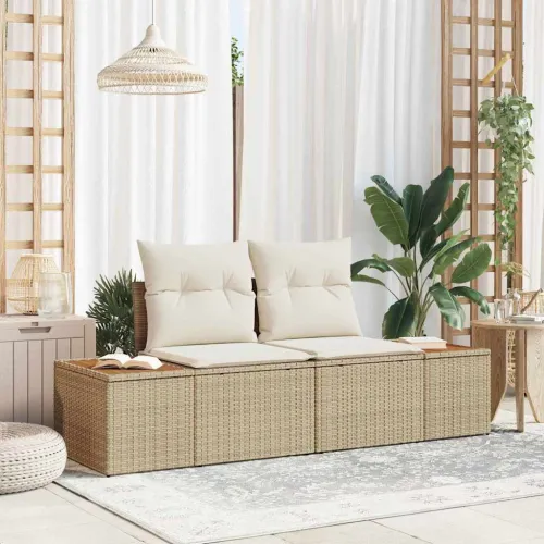Vrtni kauč Bež 184 x 62 x 85cm poliratan - bež i krem bez spremišta Cijena