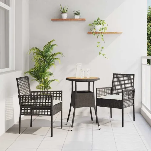 Vrtni set za objed 3 kom. Crna poliratan - Za 2 osobe Crna i krem bijela 60 x 75 cm Cijena