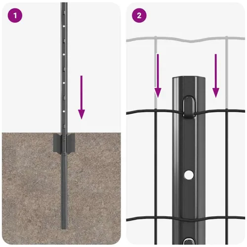 Euro ograda s postom 25 x 0,6 m Čelik premazan PVC-om Siva - Siva 25 x 0,6 m ograda (5 x 7,5 cm mreža) Cijena