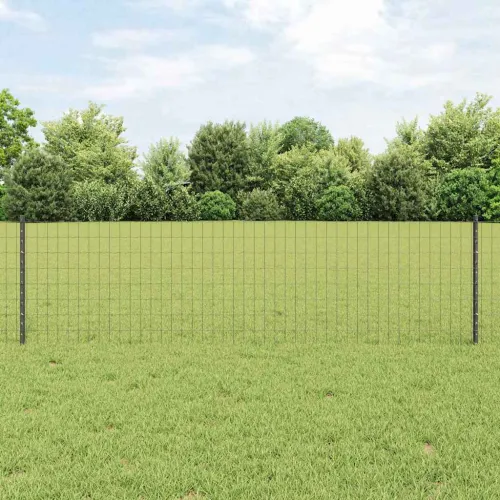 Euro ograda s postom 25 x 0,6 m Čelik premazan PVC-om Siva - Siva 25 x 0,6 m ograda (5 x 7,5 cm mreža) Cijena