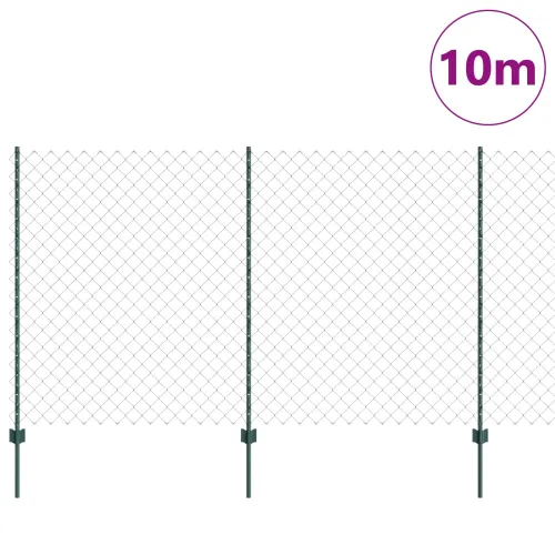 Ograda od lančanih veza s postovima 10 x 1,4 m Zelena Mreža - Zelena 10 x 1,4 m ograda (mreža 6 x 6 cm) Cijena