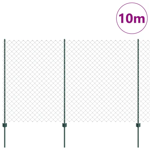 Ograda od lančanih veza s postovima 10 x 1,6 m Zelena Mreža - Zelena 10 x 1,6 m ograda (mreža 6 x 6 cm) Cijena