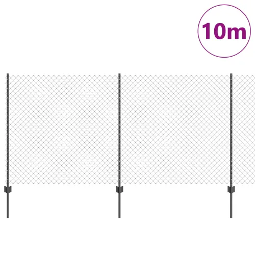 Ograda od lančanih veza s postovima 10 x 1,2 m Siva Mreža - Siva 10 x 1,2 m ograda (4 x 4 cm mreža) Cijena