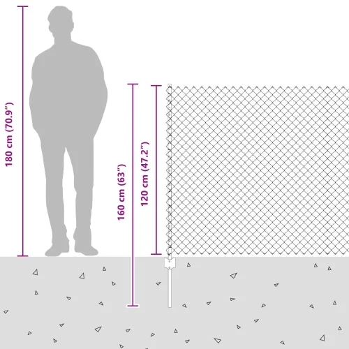 Ograda od lančanih veza s postovima 10 x 1,2 m Siva Mreža - Siva 10 x 1,2 m ograda (4 x 4 cm mreža) Cijena