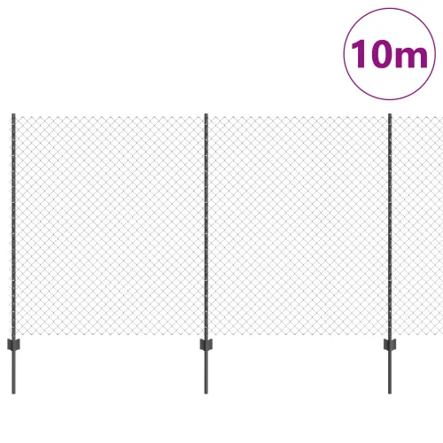 Ograda od lančanih veza s postovima 10 x 1,4 m Siva Mreža - Siva 10 x 1,4 m ograda (mreža 4 x 4 cm) Cijena