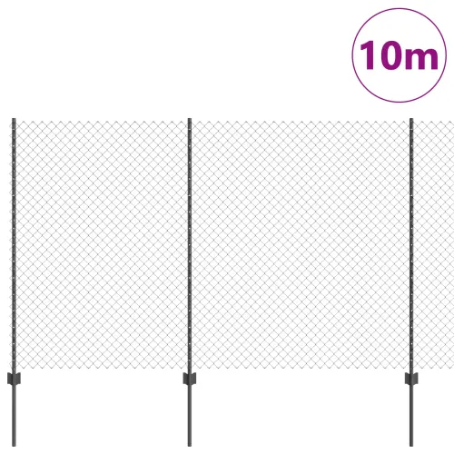 Ograda od lančanih veza s postovima 10 x 1,5 m Siva Mreža - Siva 10 x 1,5 m ograde (4 x 4 cm mreža) Cijena