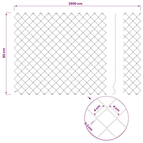 Ograda od pletene žice sa stupovima 25 x 0,8 m - Siva 25 x 0,8 m ograda (4 x 4 cm mreža) Cijena