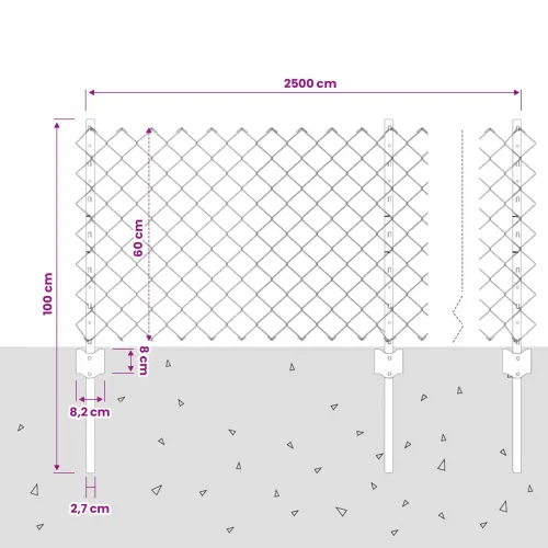 Ograda od pletene žice sa stupovima 25 x 0,6 m - Siva 25 x 0,6 m ograda (mreža 6 x 6 cm) Cijena