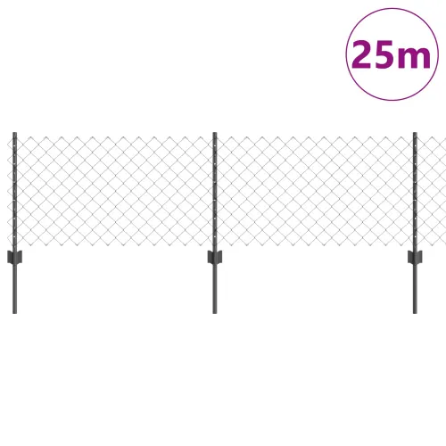 Ograda od pletene žice sa stupovima 25 x 0,6 m - Siva 25 x 0,6 m ograda (mreža 6 x 6 cm) Cijena