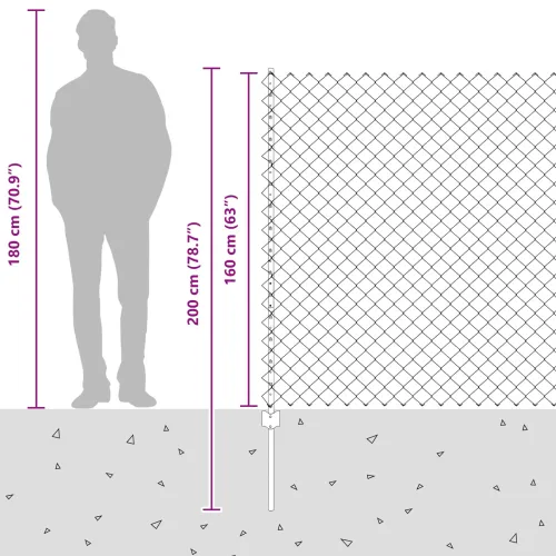 Ograda od lančanih veza s postovima 25 x 1,6 m Siva Mreža - Siva 25 x 1,6 m ograde (6 x 6 cm mreža) Cijena