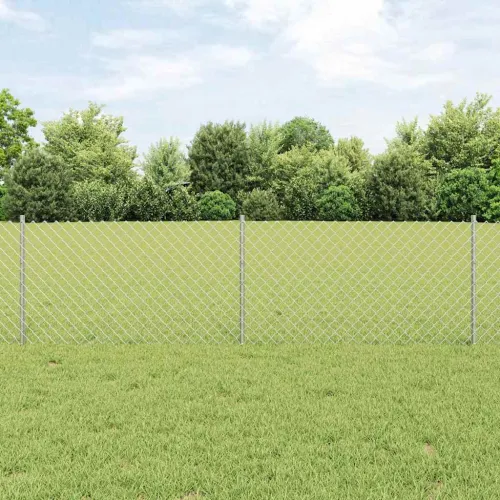 Ograda od lančanih veza s postovima 10 x 0,6 m Pocinčani čelik - Pocinčani čelik 10 x 0,6 m ograda (mreža 4 x 4 cm) Cijena