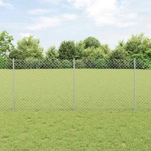 Ograda od lančanih veza s postovima 10 x 1 m Pocinčani čelik - Pocinčani čelik 10 x 1 m ograda (mreža 4 x 4 cm) Cijena