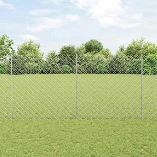 Ograda od lančanih veza s postovima 10 x 1,5 m Pocinčani čelik - Pocinčani čelik 10 x 1,5 m ograde (4 x 4 cm mreža) Cijena