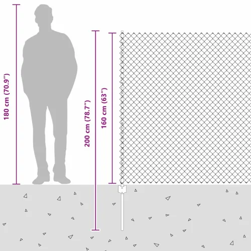 Ograda od lančanih veza s postovima 10 x 1,6 m Pocinčani čelik - Pocinčani čelik Odgrađivanje 10 x 1,6 m (mreža 4 x 4 cm) Cijena