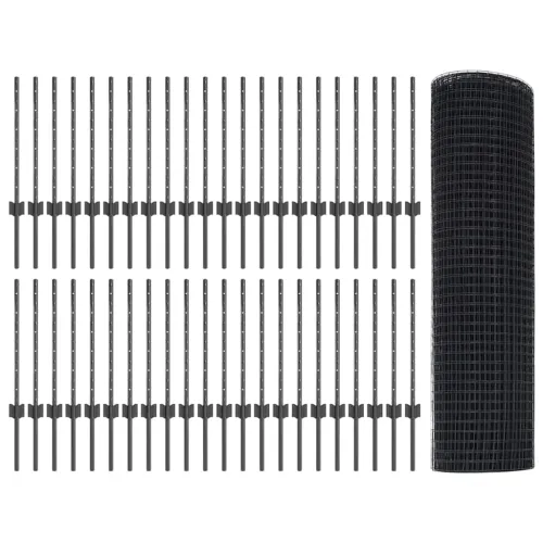 Zatvorena žičana ograda s postovima 100 x 0,5 m Siva Mreža - Siva 100 x 0,5 m ograda (mreža 1,9 x 1,9 cm) Cijena