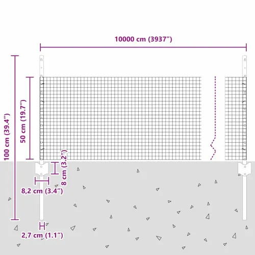 Zatvorena žičana ograda s postovima 100 x 0,5 m Siva Mreža - Siva 100 x 0,5 m ograda (mreža 1,9 x 1,9 cm) Cijena