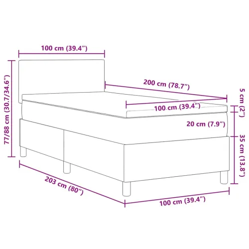 Box spring krevet s uzglavljem Krema i bijela 100 x 200 cm - Krema 100 x 200 cm Nizak uzglavlju Cijena